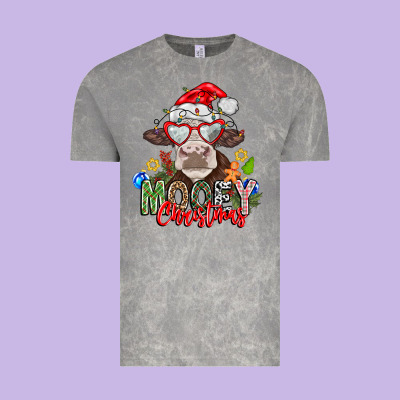Mooey Christmas Vintage Tee Designed By Cowhidedigitalart