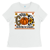 White With God All Things Are Possible Ladies Tee - CowhideDigitalArt