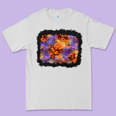 Halloween Pumpkin And Leopard Background Premium Tee Designed By Bundleandbundleshop