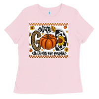 Bubblegum Pink With God All Things Are Possible Ladies Tee - CowhideDigitalArt