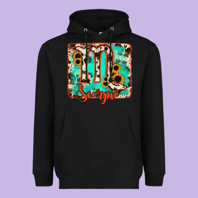 Scorpio Turquoise Cowhide Heavyweight Hoodie Designed By Ranaportraitstore