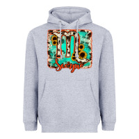 Heather Grey Scorpio turquoise cowhide Heavyweight Hoodie - RanaPortraitStore