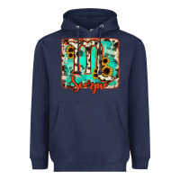 Navy Scorpio turquoise cowhide Heavyweight Hoodie - RanaPortraitStore