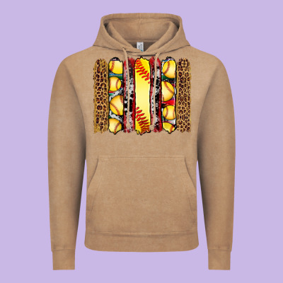 Softball Serape Leopard Cowhide Glitter Brushstrokes Vintage Hoodie Designed By Artiststas