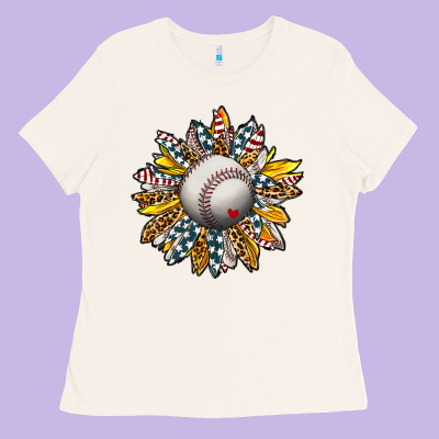 Baseball Sunflower Ladies Tee Designed By Cowhidedigitalart