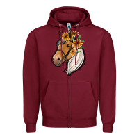 Burgundy floral horse Zipper Hoodie - Jasminsmagicworld