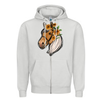 Dove Grey floral horse Zipper Hoodie - Jasminsmagicworld