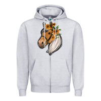 Heather Grey floral horse Zipper Hoodie - Jasminsmagicworld