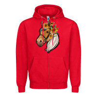 Red floral horse Zipper Hoodie - Jasminsmagicworld