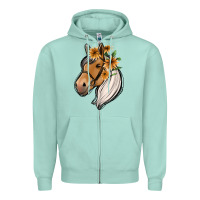 Seafoam floral horse Zipper Hoodie - Jasminsmagicworld