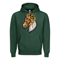 Sports Green floral horse Zipper Hoodie - Jasminsmagicworld
