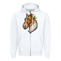 White floral horse Zipper Hoodie - Jasminsmagicworld