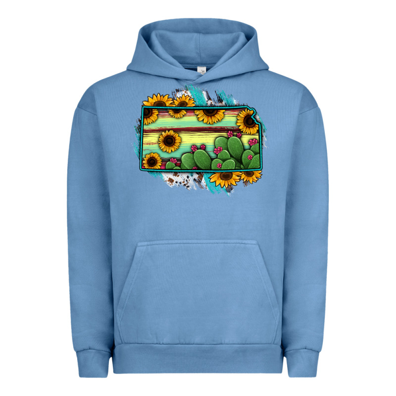 Kansas Map Sunflower Catus Serape Urban Hoodie by RanaPortraitStore | Teevron