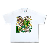 White Lucky Saint Patricks Day Urban Heavy Tee - CowhideDigitalArt