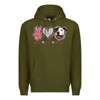 Army Green Peace Love Pitties Premium Hoodie - Jasminsmagicworld