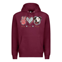 Burgundy Peace Love Pitties Premium Hoodie - Jasminsmagicworld