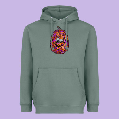 Watercolor Pumpkin Leopard Heavyweight Hoodie Designed By Ranaportraitstore