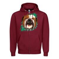 Burgundy Bulldog Green glitter Zipper Hoodie - Jasminsmagicworld