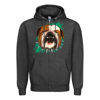 Charcoal Heather Bulldog Green glitter Zipper Hoodie - Jasminsmagicworld