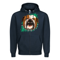 Navy Bulldog Green glitter Zipper Hoodie - Jasminsmagicworld