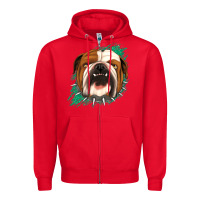 Red Bulldog Green glitter Zipper Hoodie - Jasminsmagicworld