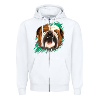 White Bulldog Green glitter Zipper Hoodie - Jasminsmagicworld
