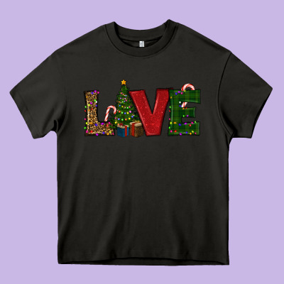 Christmas Tree Love Heavy Core Tee Designed By Ranaportraitstore