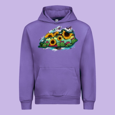 Kentucky Map Sunflower Cactus Serape Urban Hoodie Designed By Ranaportraitstore