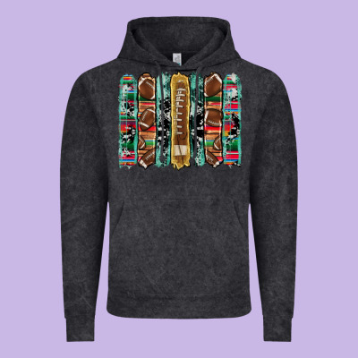 Football Serape Cowhide Turquoise Glitter  Brushstrokes Vintage Hoodie Designed By Artiststas