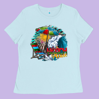 Beach Please Ladies Tee Designed By Cowhidedigitalart
