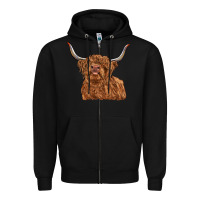 Black highland cow Zipper Hoodie - RanaPortraitStore