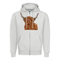 Dove Grey highland cow Zipper Hoodie - RanaPortraitStore