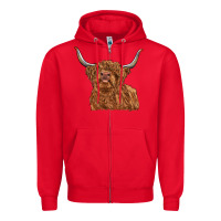 Red highland cow Zipper Hoodie - RanaPortraitStore