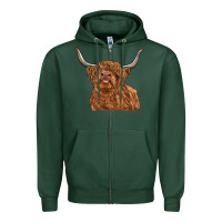 Sports Green highland cow Zipper Hoodie - RanaPortraitStore