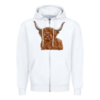 White highland cow Zipper Hoodie - RanaPortraitStore