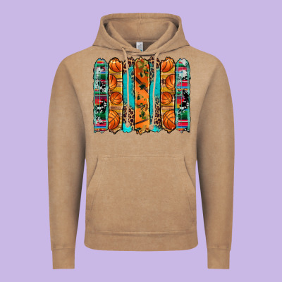 Basketball Serape Cowhide Turquoise Leopard Glitter  Brushstrokes Vintage Hoodie Designed By Artiststas