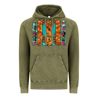 Vintage Olive basketball serape cowhide turquoise leopard glitter  brushstrokes Vintage Hoodie - Artiststas