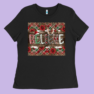 Believe Ladies Tee Designed By Cowhidedigitalart
