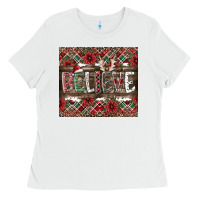 White Believe Ladies Tee - CowhideDigitalArt