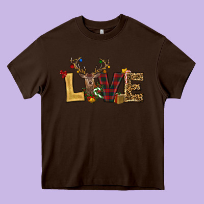Christmas Reindeer Love Heavy Core Tee Designed By Ranaportraitstore