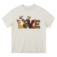 Cream christmas reindeer love Heavy Core Tee - RanaPortraitStore
