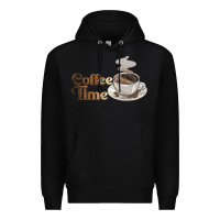 Black coffee time Premium Hoodie - BarkalooDesign