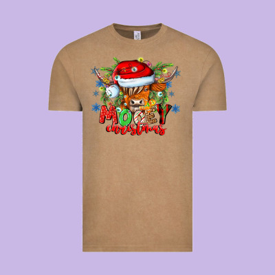 Mooey Christmas Vintage Tee Designed By Cowhidedigitalart