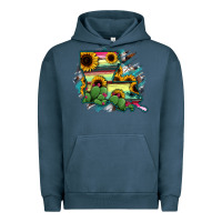 Pigment Midnight Navy Louisiana Map Sunflower Cactus Serape Urban Hoodie - RanaPortraitStore