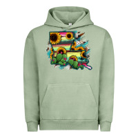 Pigment Oil Green Louisiana Map Sunflower Cactus Serape Urban Hoodie - RanaPortraitStore