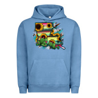 Pigment Pebble Blue Louisiana Map Sunflower Cactus Serape Urban Hoodie - RanaPortraitStore