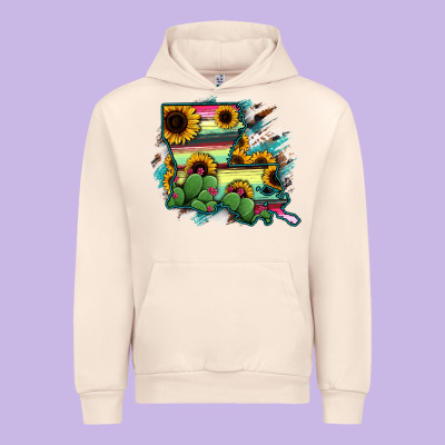 Louisiana Map Sunflower Cactus Serape Urban Hoodie Designed By Ranaportraitstore