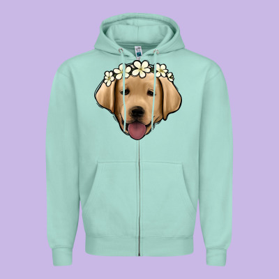 Labrador Zipper Hoodie Designed By Jasminsmagicworld