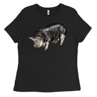 Black poland china pig Ladies Tee - LillyAllenDesigns