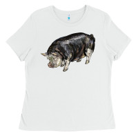 White poland china pig Ladies Tee - LillyAllenDesigns